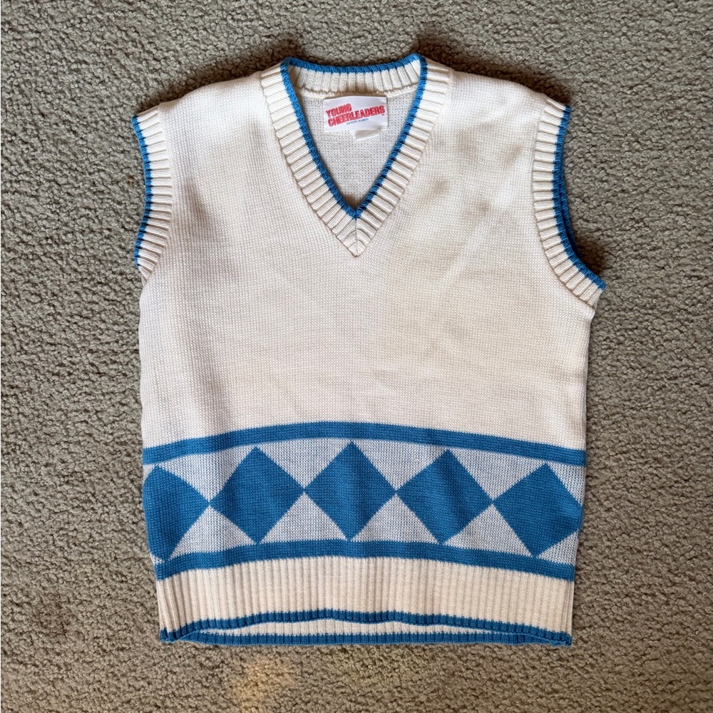 White and Blue Sweater by Young Cheerleaders